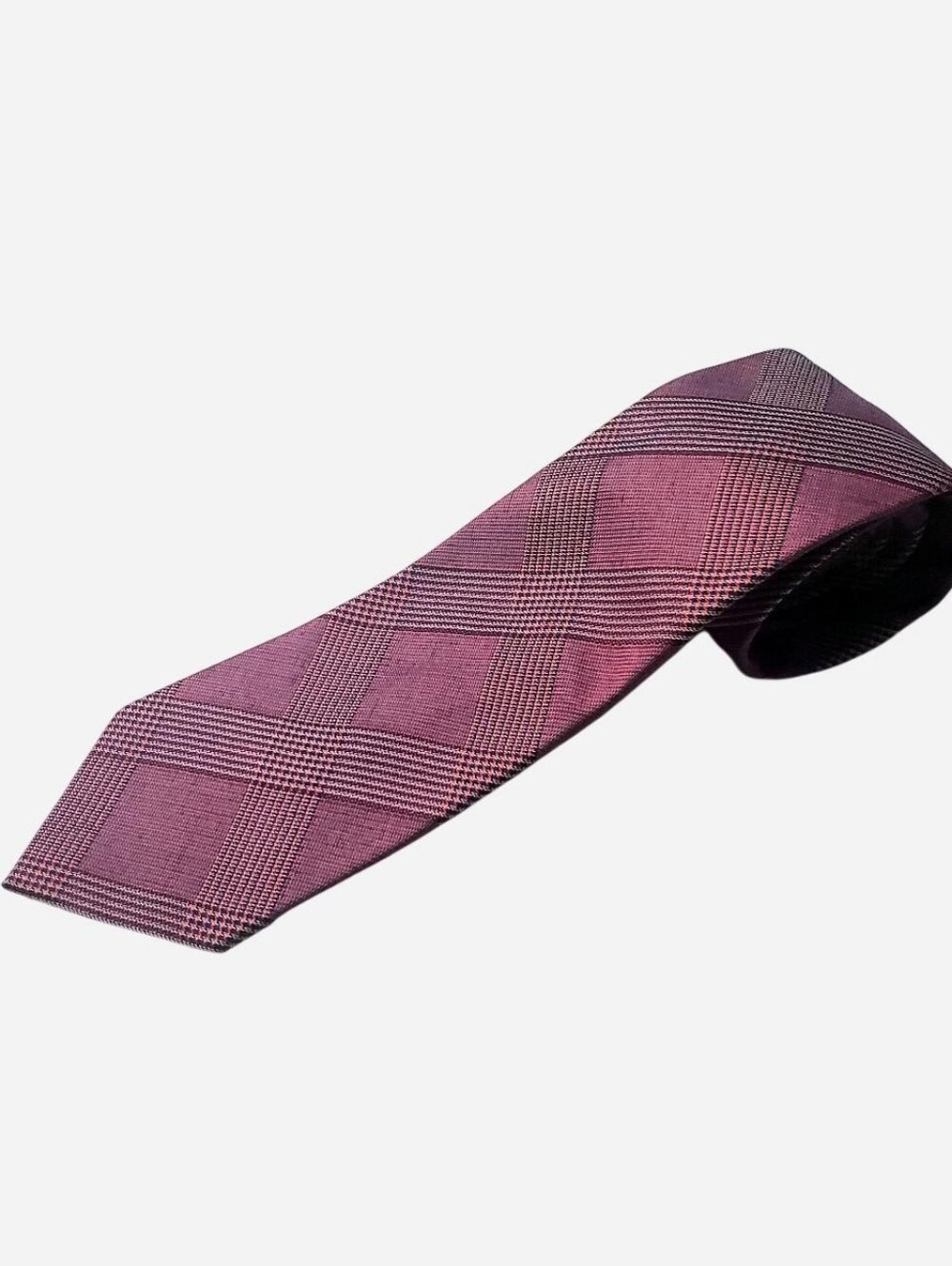 Murano Necktie Mens One Size Classic Maroon Plaid Designer Preppy Classic Formal